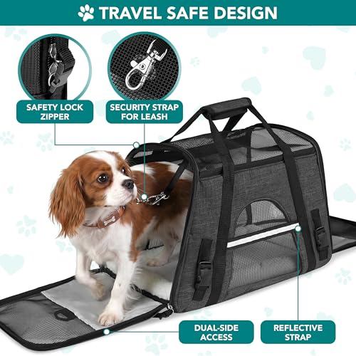 PetAmi Airline Approved Pet Carrier: Soft Sided TSA Travel Bag for Cats and Small Dogs up to 18 lbs