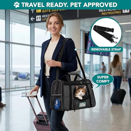 PetAmi Airline Approved Pet Carrier: Soft Sided TSA Travel Bag for Cats and Small Dogs up to 18 lbs