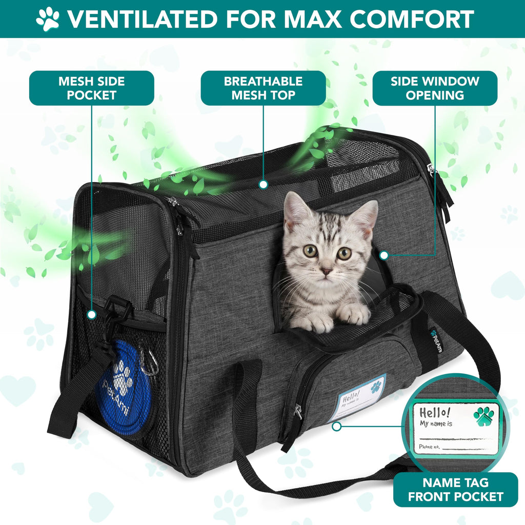 PetAmi Airline Approved Pet Carrier: Soft Sided TSA Travel Bag for Cats and Small Dogs up to 18 lbs