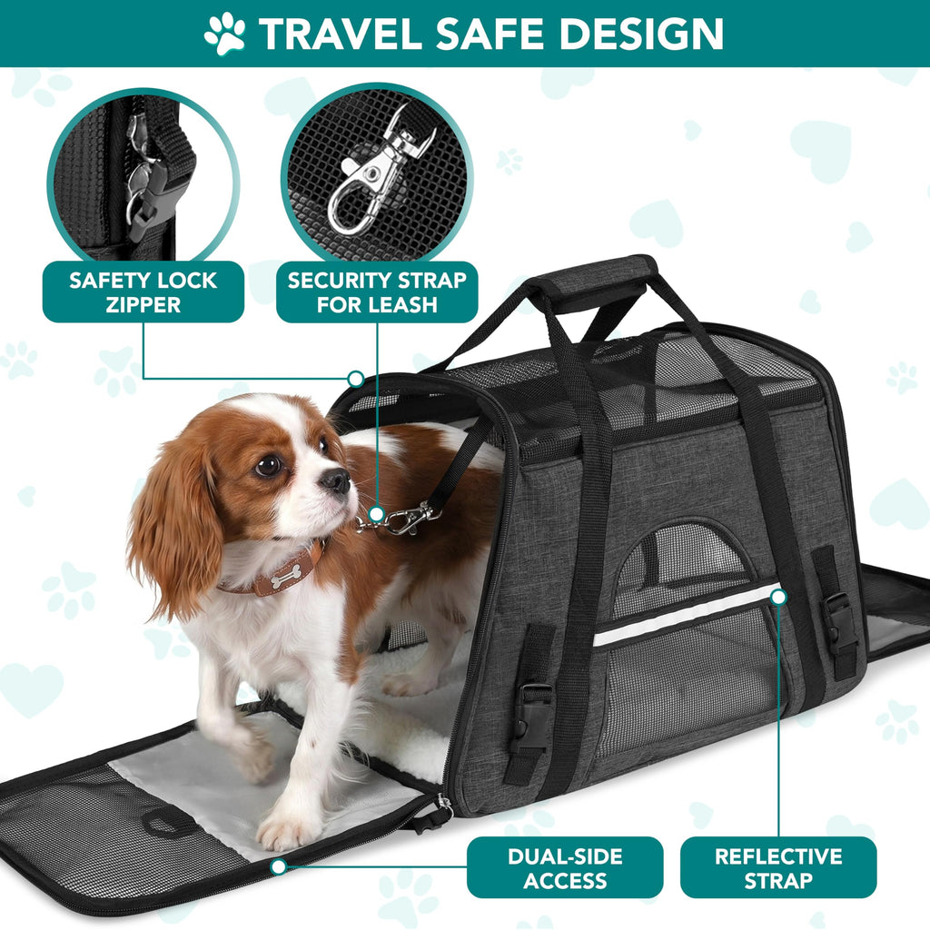 PetAmi Airline Approved Pet Carrier: Soft Sided TSA Travel Bag for Cats and Small Dogs up to 18 lbs