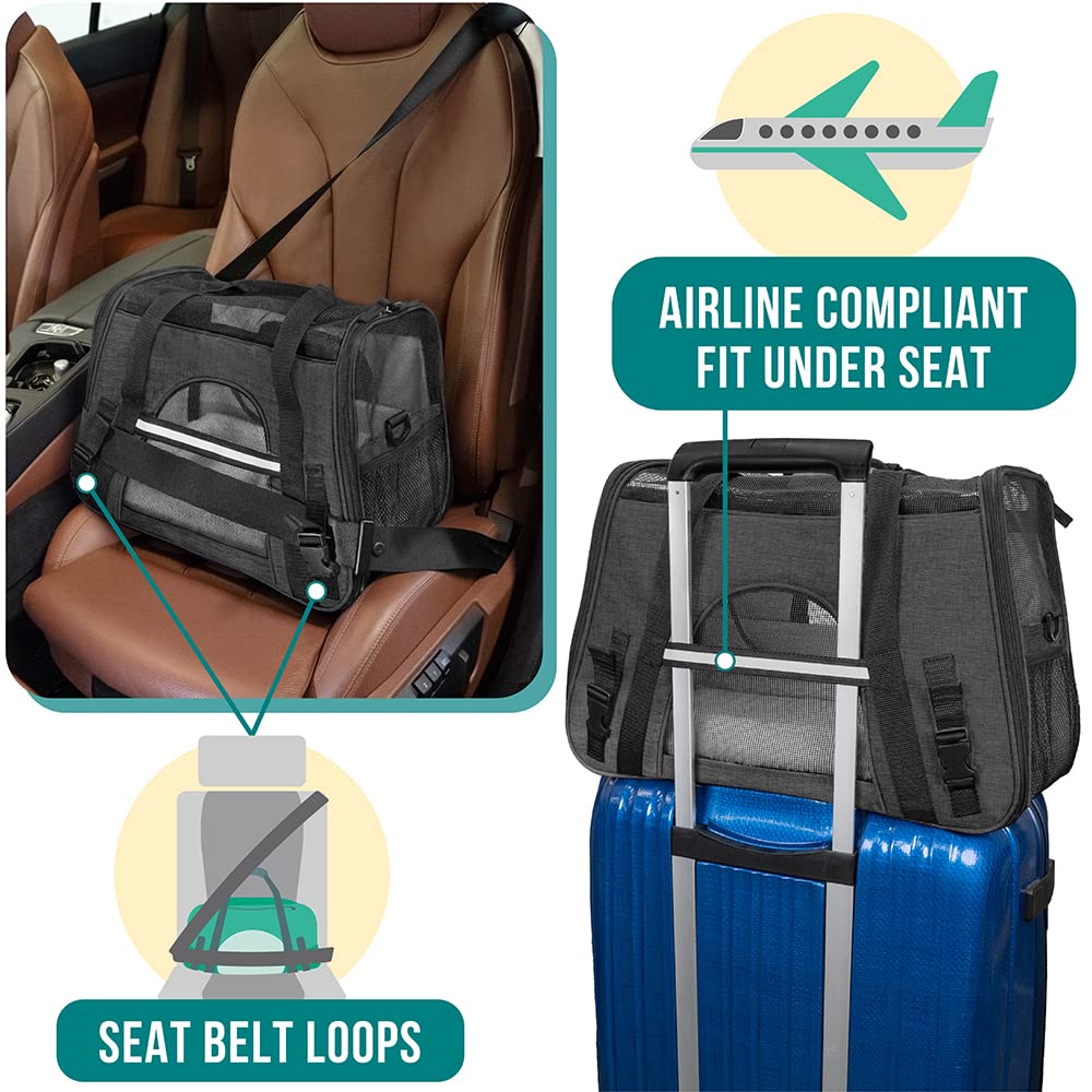 PetAmi Airline Approved Pet Carrier: Soft Sided TSA Travel Bag for Cats and Small Dogs up to 18 lbs