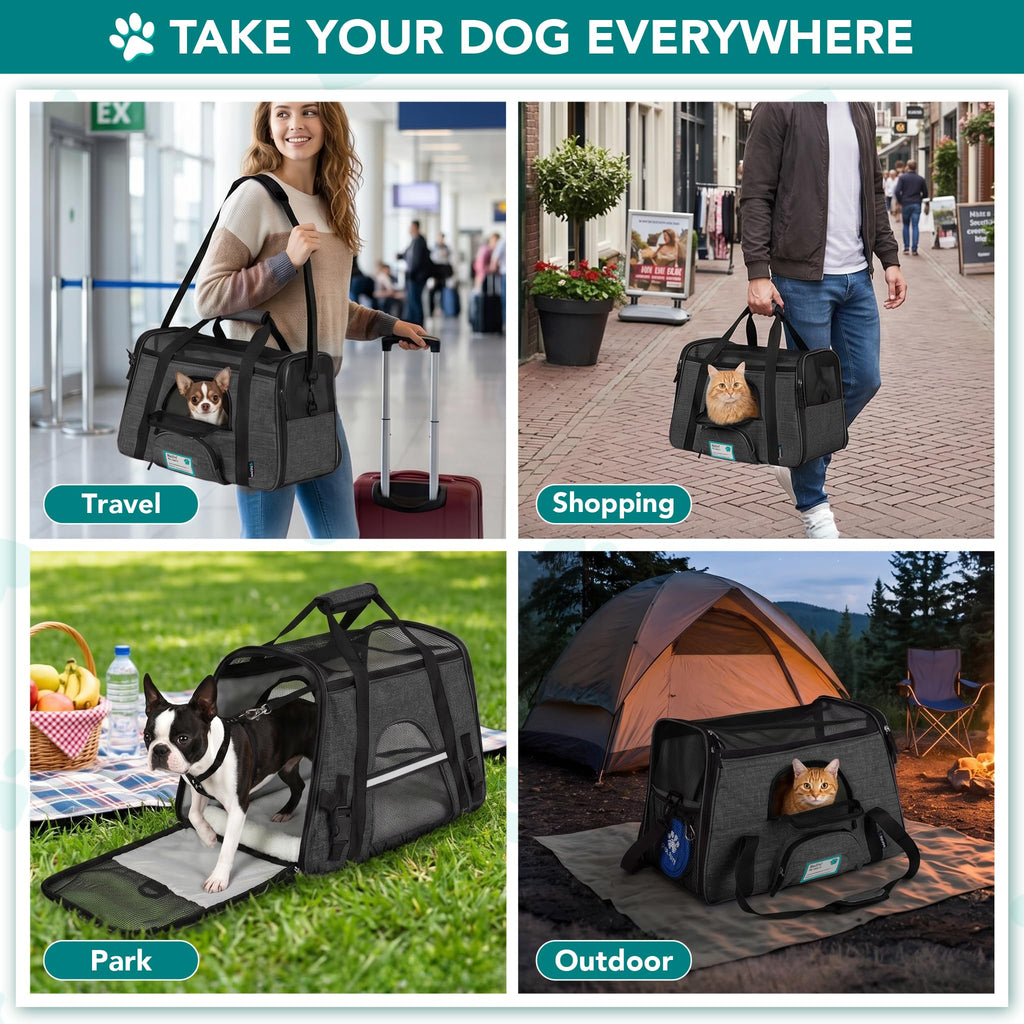 PetAmi Airline Approved Pet Carrier: Soft Sided TSA Travel Bag for Cats and Small Dogs up to 18 lbs