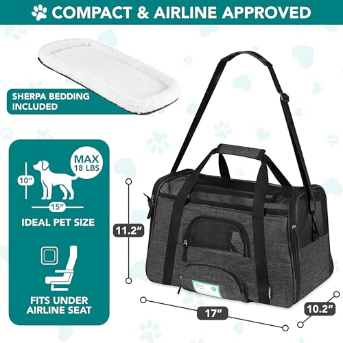 PetAmi Airline Approved Pet Carrier: Soft Sided TSA Travel Bag for Cats and Small Dogs up to 18 lbs