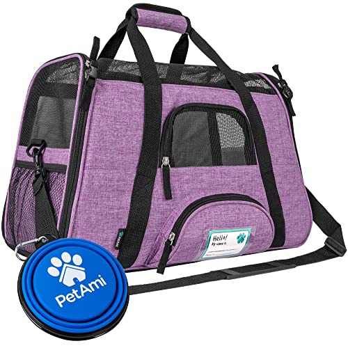 PetAmi Airline Approved Soft Sided Pet Carrier for Cats & Small Dogs - Up to 18 lbs, Heather Purple