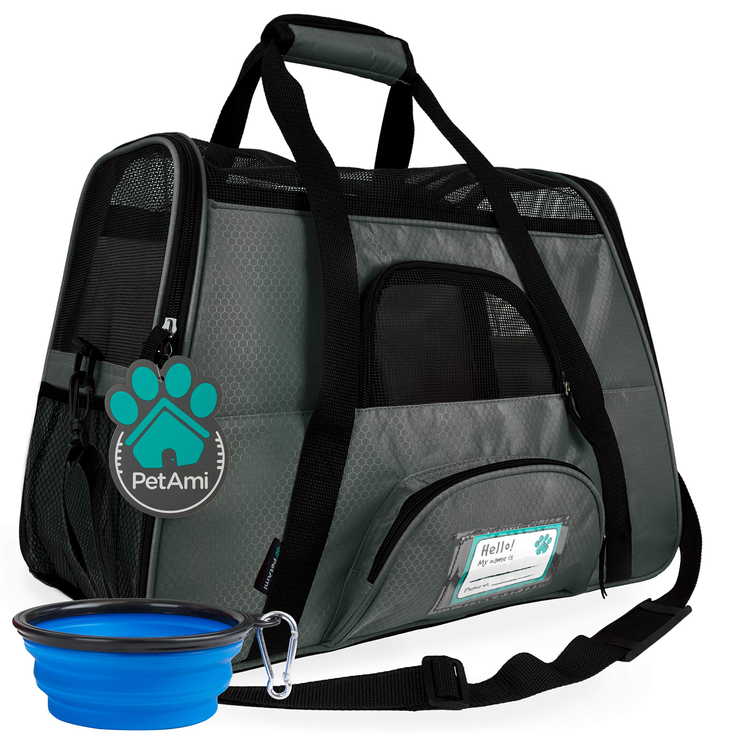 PetAmi Airline Approved Soft Sided Pet Carrier for Small Dogs & Cats - Dark Gray, Up to 18 lbs, Fits Under Seat