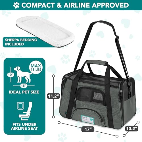PetAmi Airline Approved Soft Sided Pet Carrier for Small Dogs & Cats - Dark Gray, Up to 18 lbs, Fits Under Seat