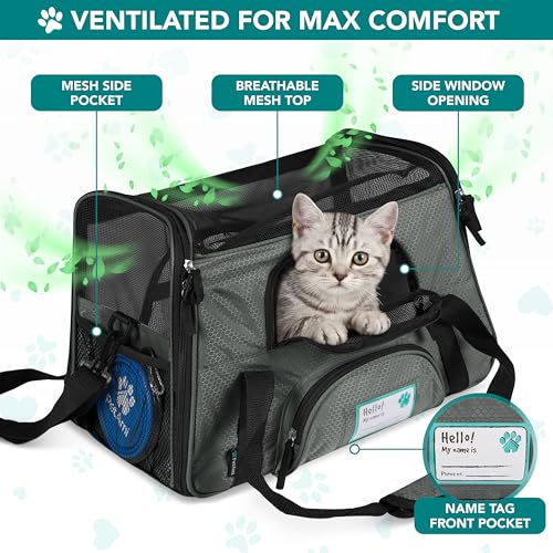 PetAmi Airline Approved Soft Sided Pet Carrier for Small Dogs & Cats - Dark Gray, Up to 18 lbs, Fits Under Seat