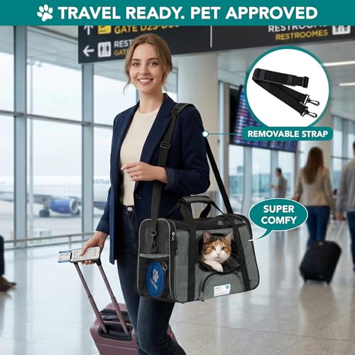 PetAmi Airline Approved Soft Sided Pet Carrier for Small Dogs & Cats - Dark Gray, Up to 18 lbs, Fits Under Seat