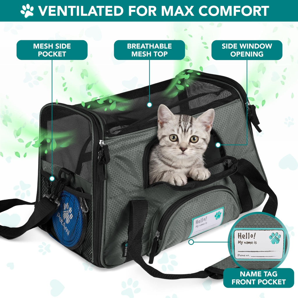 PetAmi Airline Approved Soft Sided Pet Carrier for Small Dogs & Cats - Dark Gray, Up to 18 lbs, Fits Under Seat