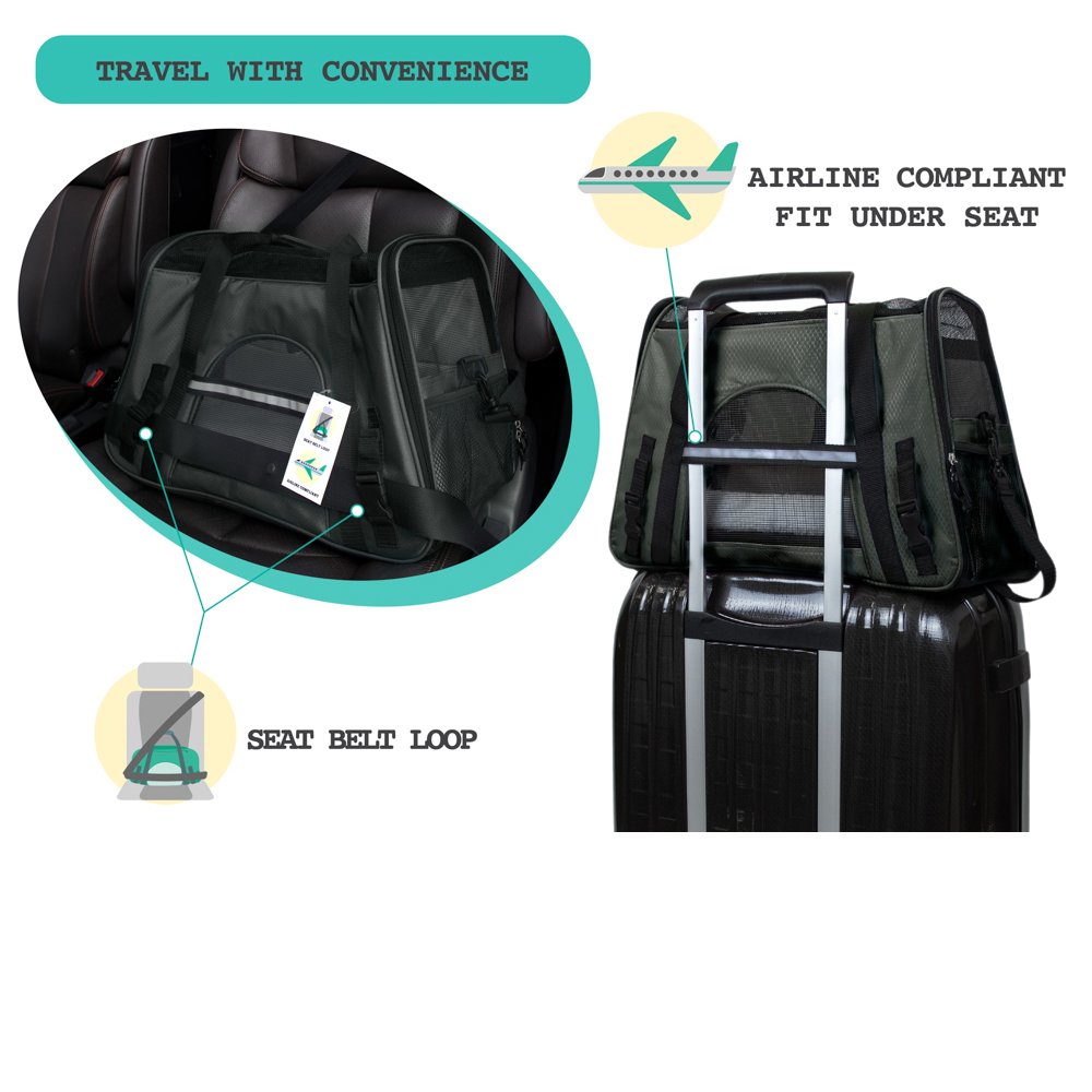 PetAmi Airline Approved Soft Sided Pet Carrier for Small Dogs & Cats - Dark Gray, Up to 18 lbs, Fits Under Seat