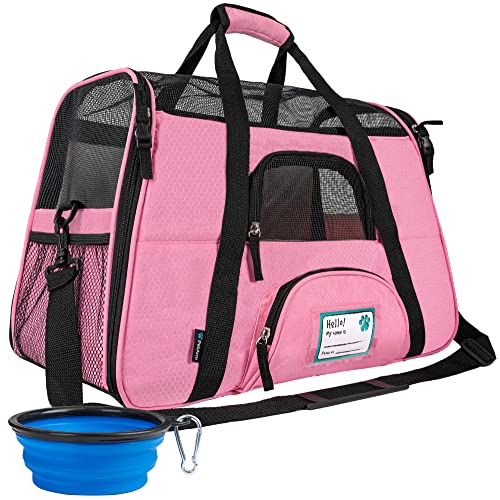 PetAmi Soft-Sided Pet Carrier for Cats and Small Dogs – Airline Approved, Pink, 17 x 10.2 x 11.2 Inches, Holds Up to 18 lbs