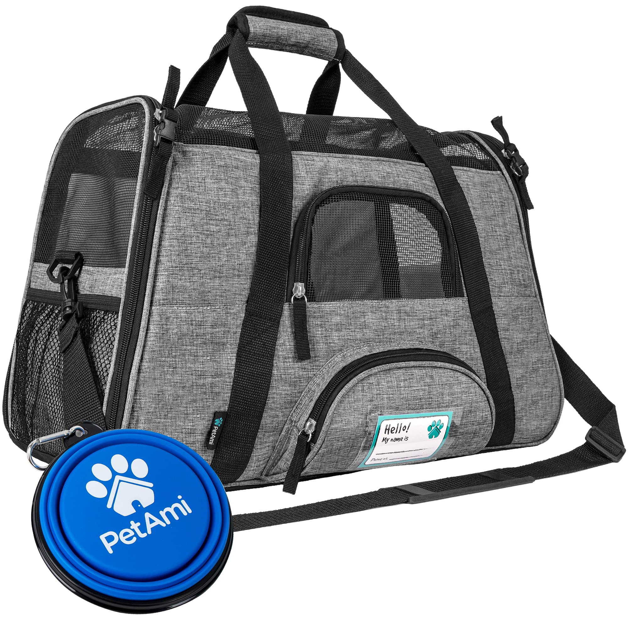 PetAmi Soft Sided Pet Carrier for Cats & Small Dogs, Airline Approved, 17 x 10.2 x 11.2 inches, Heather Gray, Up to 18 lbs