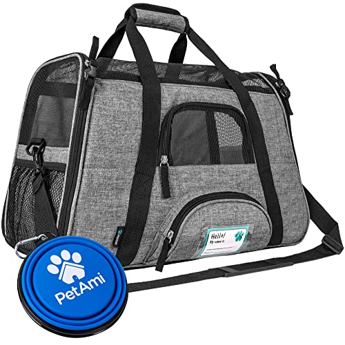 PetAmi Soft Sided Pet Carrier for Cats & Small Dogs, Airline Approved, 17 x 10.2 x 11.2 inches, Heather Gray, Up to 18 lbs