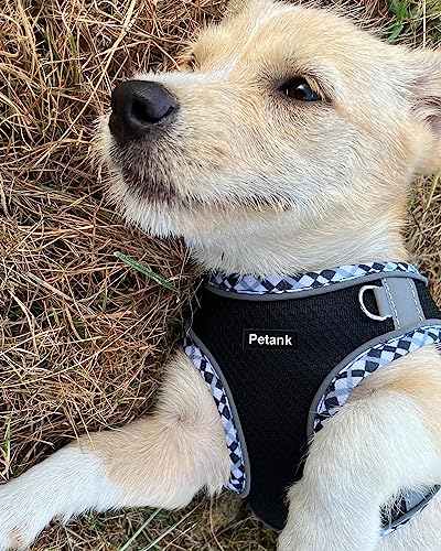Petank Medium Dog Harness (Black, Size M) – Breathable Jacquard Fabric, Reflective Strip, Step-in Design for Training and Walks