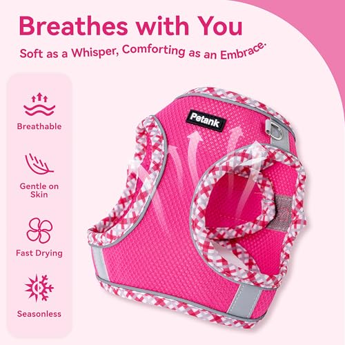 Petank Medium Dog Harness (Black, Size M) – Breathable Jacquard Fabric, Reflective Strip, Step-in Design for Training and Walks