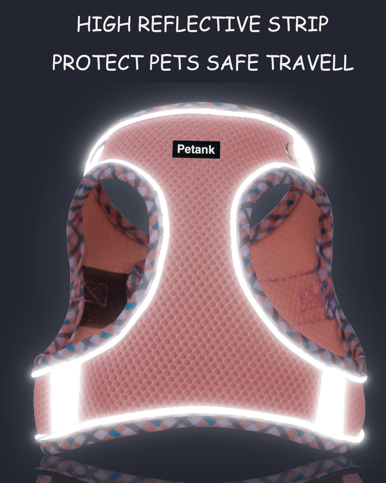 Petank Medium Dog Harness (Black, Size M) – Breathable Jacquard Fabric, Reflective Strip, Step-in Design for Training and Walks