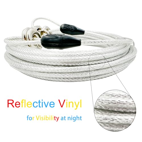 Petest 40ft Reflective Tie-Out Cable for Heavy Dogs Up to 125 lbs - Steel & Anti-Rust