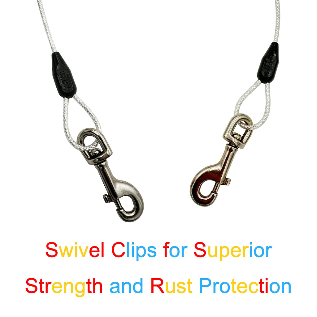 Petest 40ft Reflective Tie-Out Cable for Heavy Dogs Up to 125 lbs - Steel & Anti-Rust