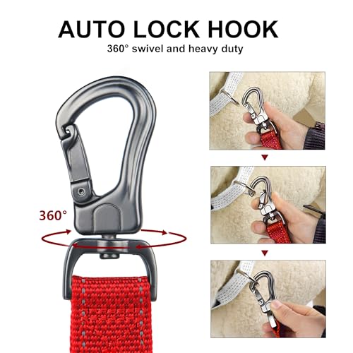 PetiFine Heavy Duty Dog Leash 5FT Red – Double Padded Handles & Reflective Stitching