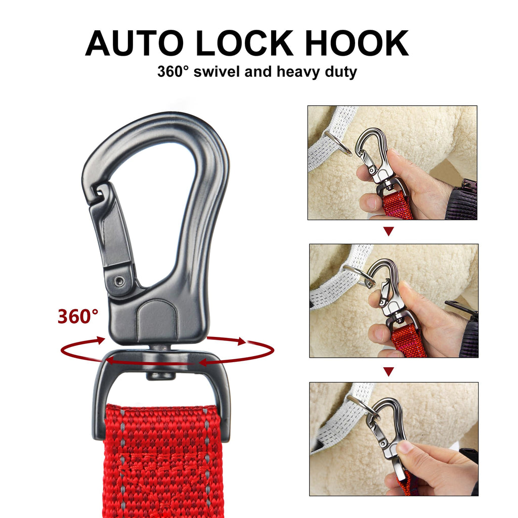 PetiFine Heavy Duty Dog Leash 5FT Red – Double Padded Handles & Reflective Stitching