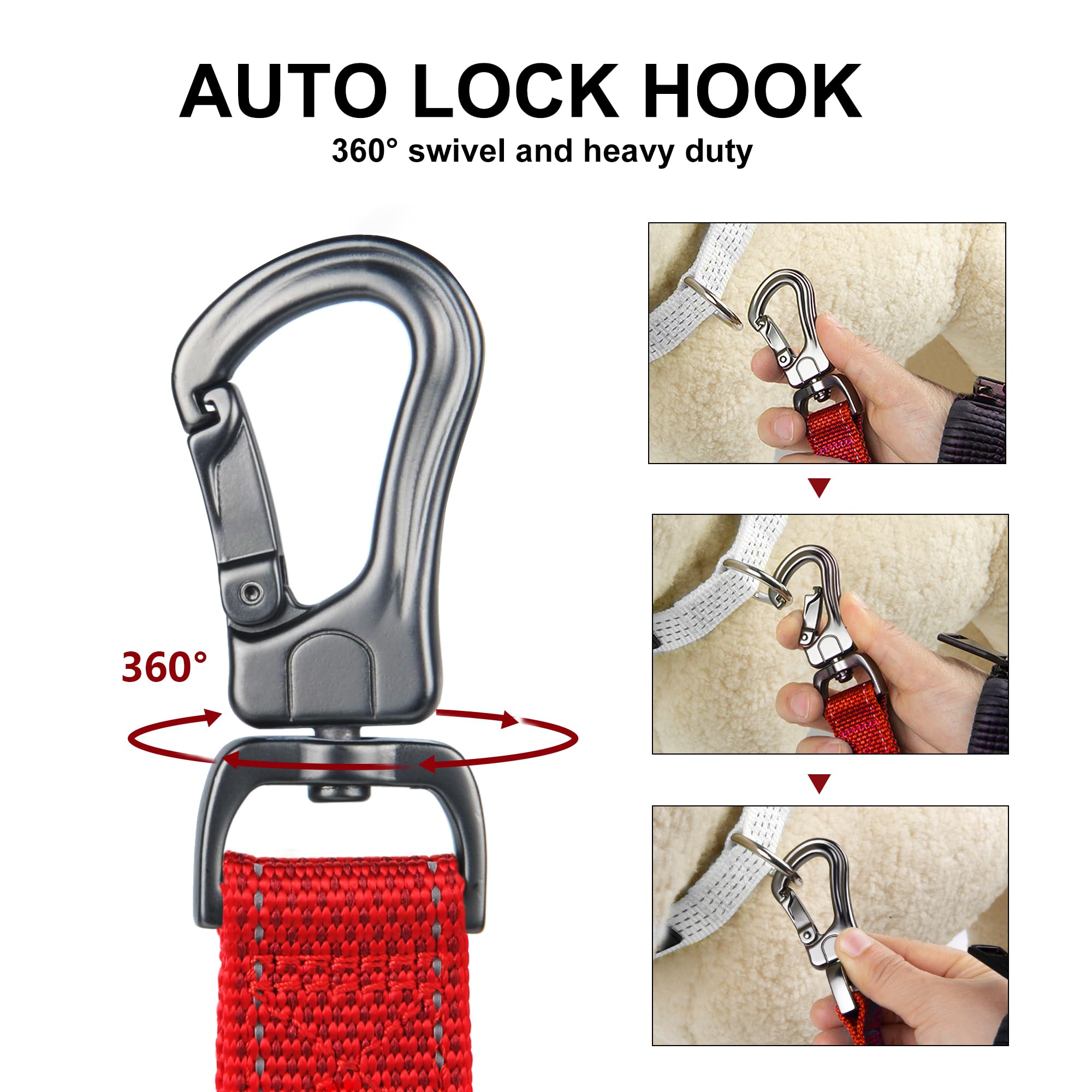 PetiFine Heavy Duty Dog Leash 5FT Red – Double Padded Handles & Reflective Stitching