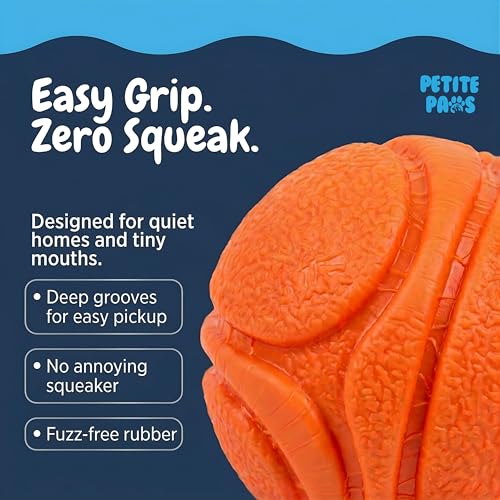 Petite Paws SuperFetch Dog Balls 1.5 Inch No Squeak Toy for Small Dogs Puppies - 6 Pack with Colors and Mesh Bag
