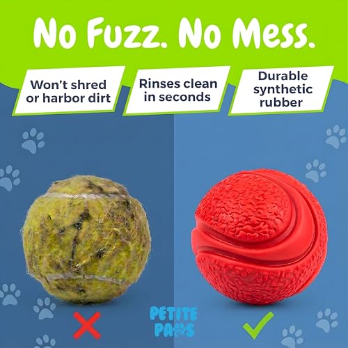 Petite Paws SuperFetch Dog Balls 1.5 Inch No Squeak Toy for Small Dogs Puppies - 6 Pack with Colors and Mesh Bag