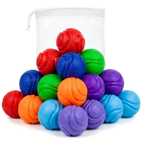 Petite Paws SuperFetch Dog Balls 1.5 Inch No Squeak Toy for Small Dogs Puppies - 6 Pack with Colors and Mesh Bag
