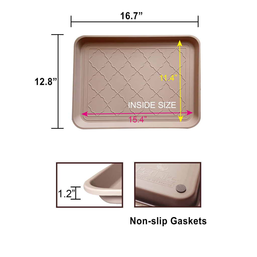 PetLike 2-Pack Boot Tray & Pet Food Mat – Waterproof, Non-Slip, 16.7x12.8 Inch