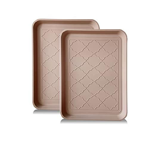 PetLike 2-Pack Boot Tray & Pet Food Mat – Waterproof, Non-Slip, 16.7x12.8 Inch