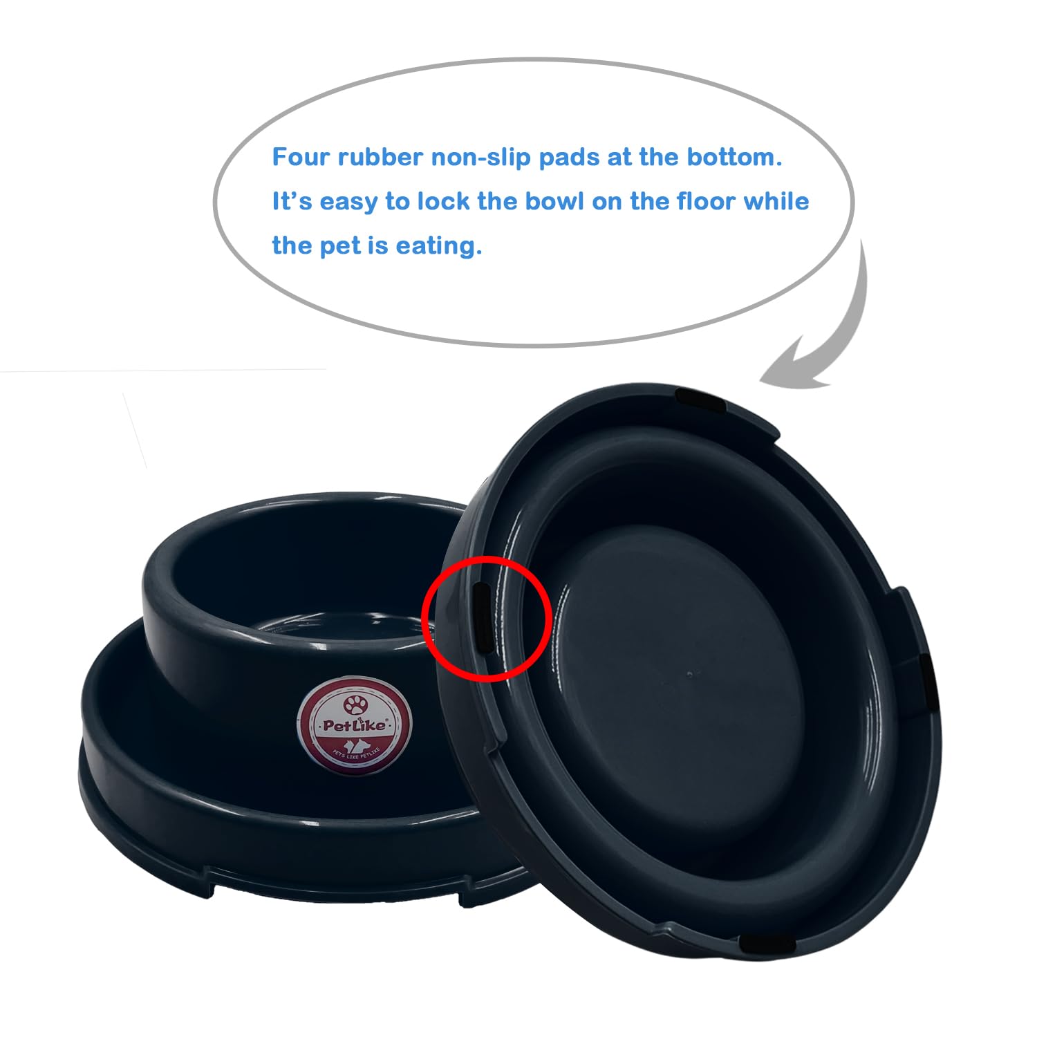 PetLike Ants Away Dog Bowls – No Spill Moat Design, 24oz Set of 2, Non-Slip, Dishwasher Safe