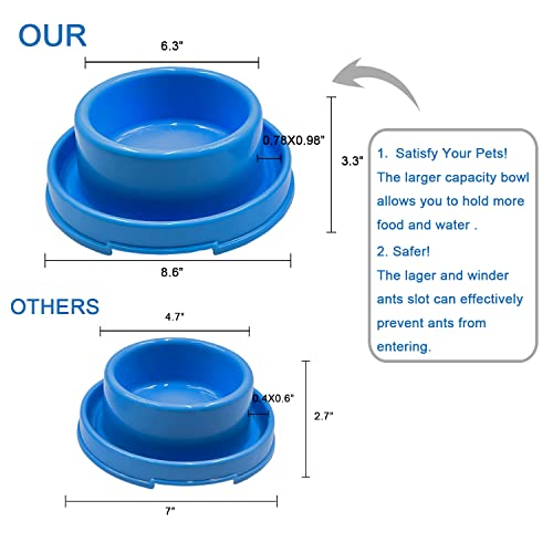 PetLike Ants Away Dog Bowls – No Spill Moat Design, 24oz Set of 2, Non-Slip, Dishwasher Safe