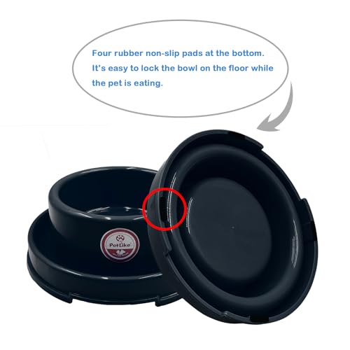 PetLike Ants Away Dog Bowls – No Spill Moat Design, 24oz Set of 2, Non-Slip, Dishwasher Safe