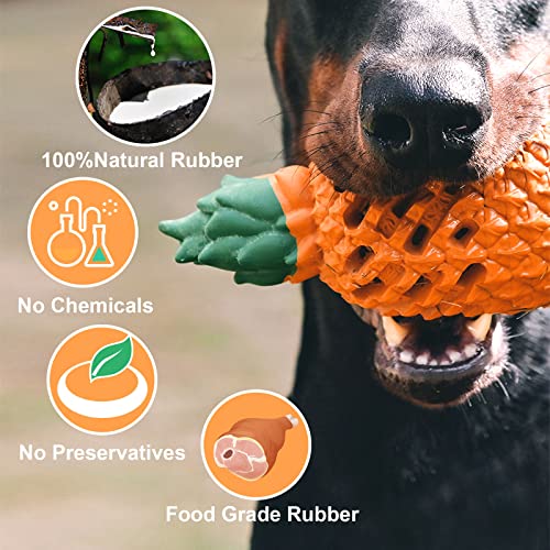 PETOPIA Pineapple Dog Chew Toy – Natural Rubber, Tough for Aggressive Chewers (25-60 lbs)