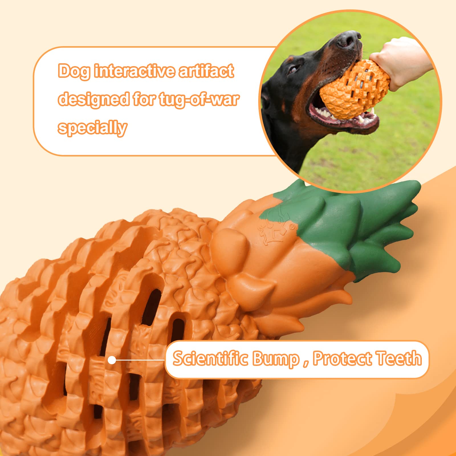 PETOPIA Pineapple Dog Chew Toy – Natural Rubber, Tough for Aggressive Chewers (25-60 lbs)