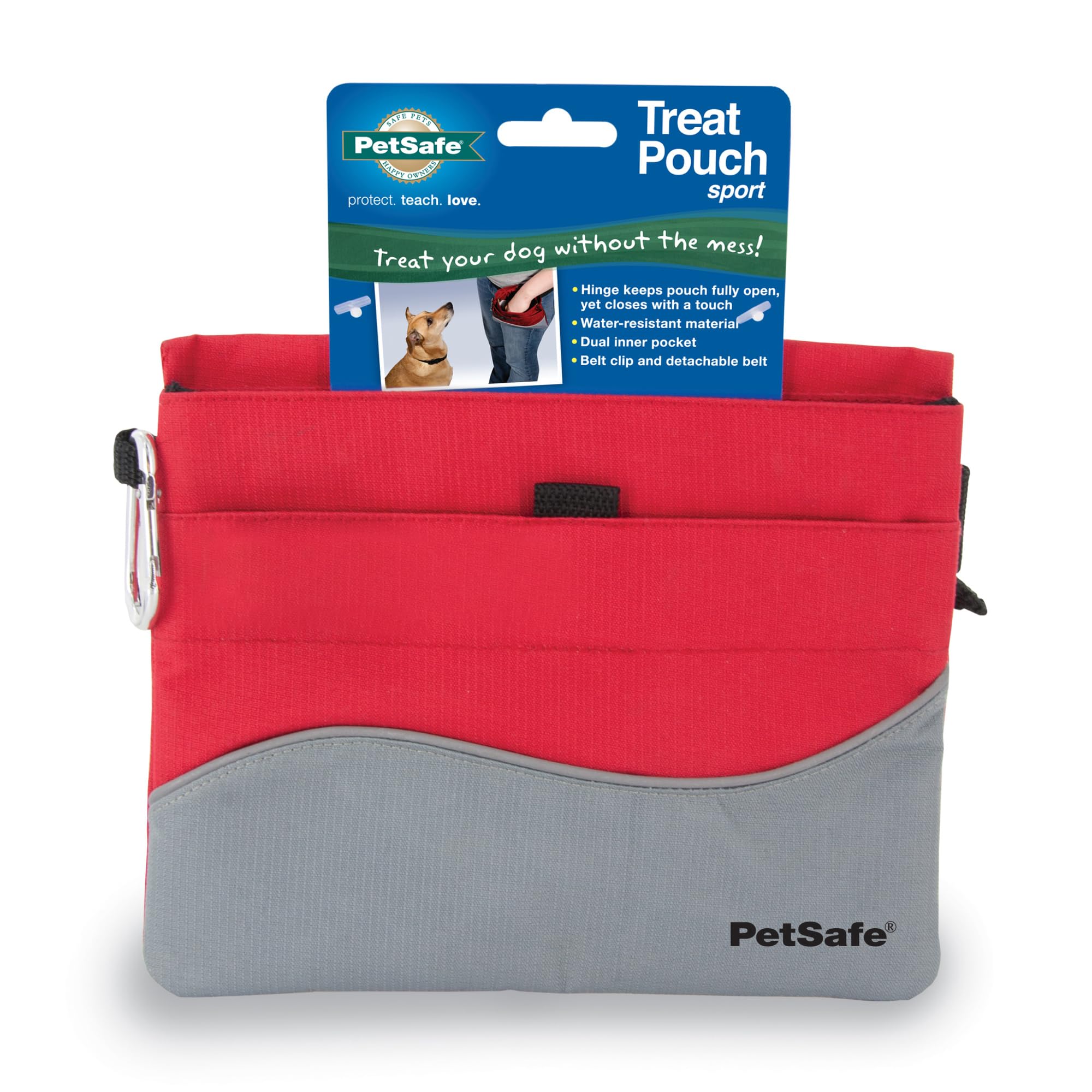 PetSafe Treat Pouch Sport - Durable Canvas Dog Training Pouch with Divided Pocket, Red