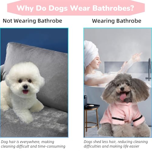 Petyoung Dog Bathrobe – Hooded Poncho for Small Breeds, Super Absorbent & Quick-Drying