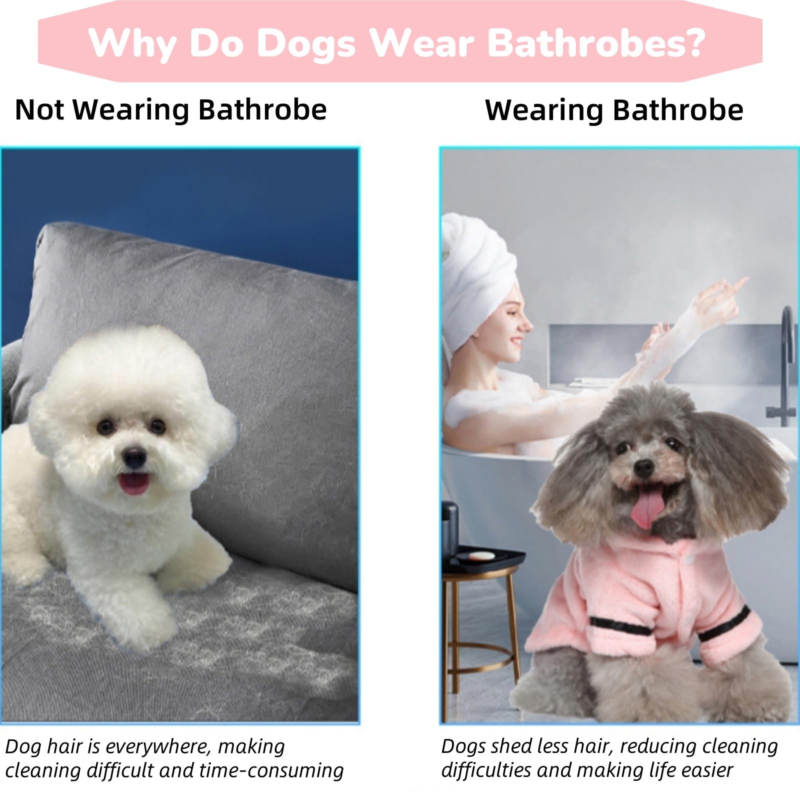 Petyoung Dog Bathrobe – Hooded Poncho for Small Breeds, Super Absorbent & Quick-Drying