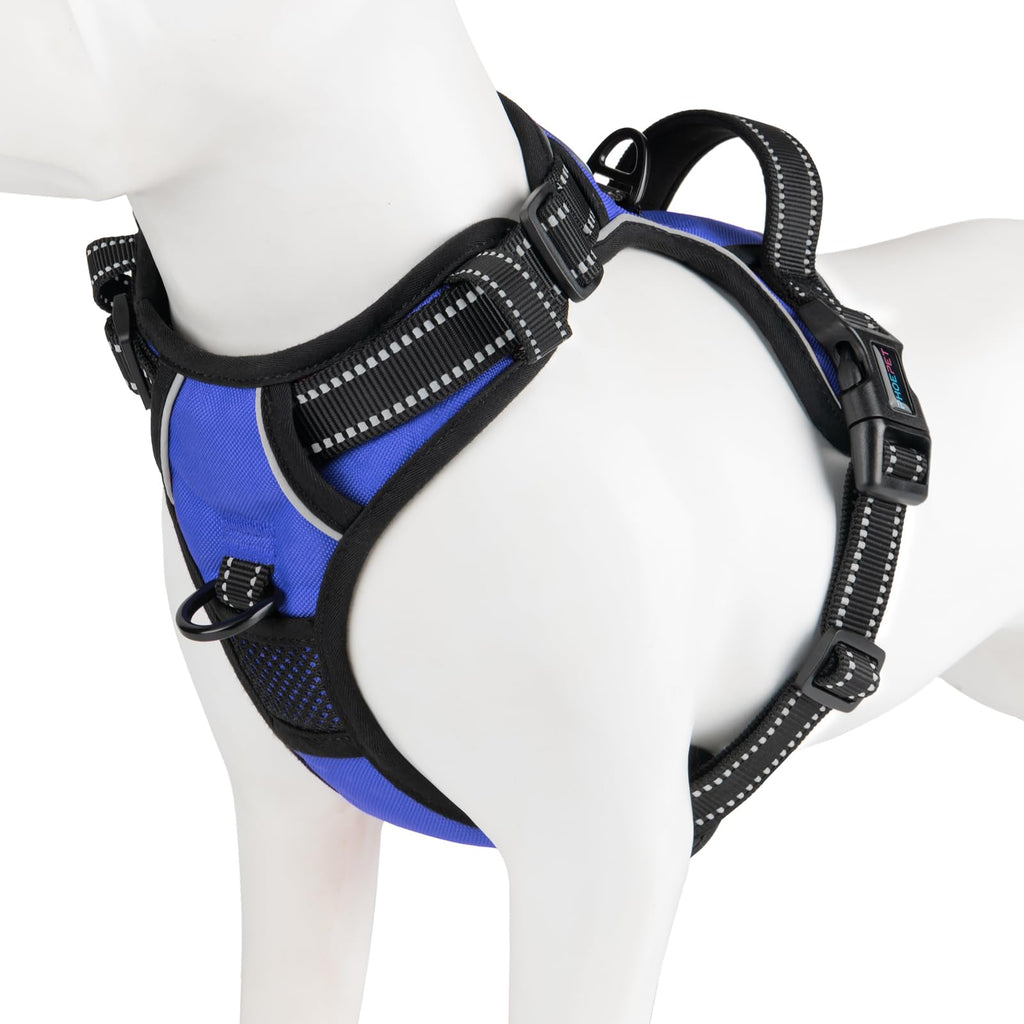 PHOEPET No Pull Dog Harness for Small Puppies - Reflective Adjustable Vest with Dual Leash Clips and Soft Handle (Royal Blue, Size Small)