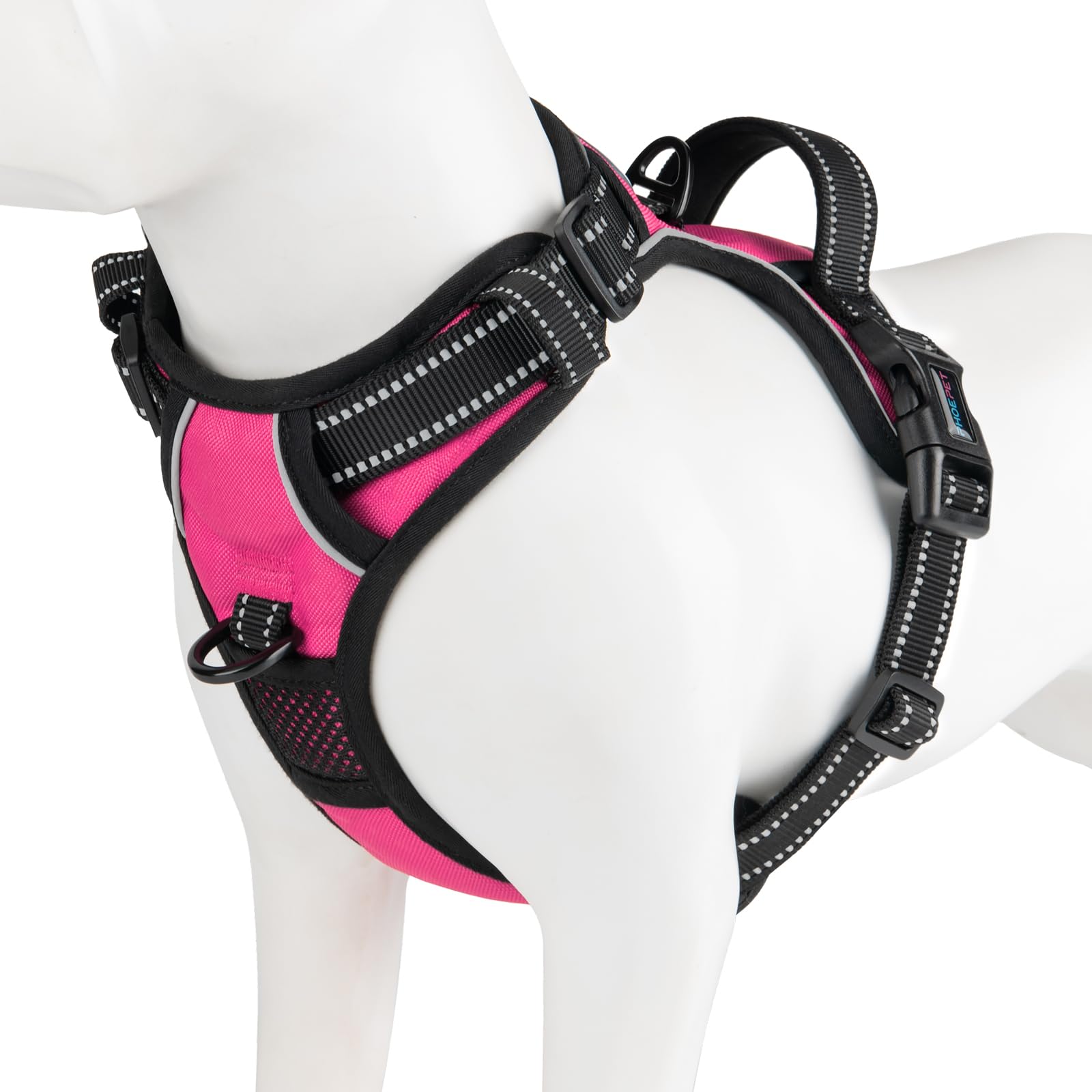 PHOEPET No Pull Dog Harness for Small Puppies – Reflective Front Clip Vest with 2 Leash Rings and Handle (XS, Pink)