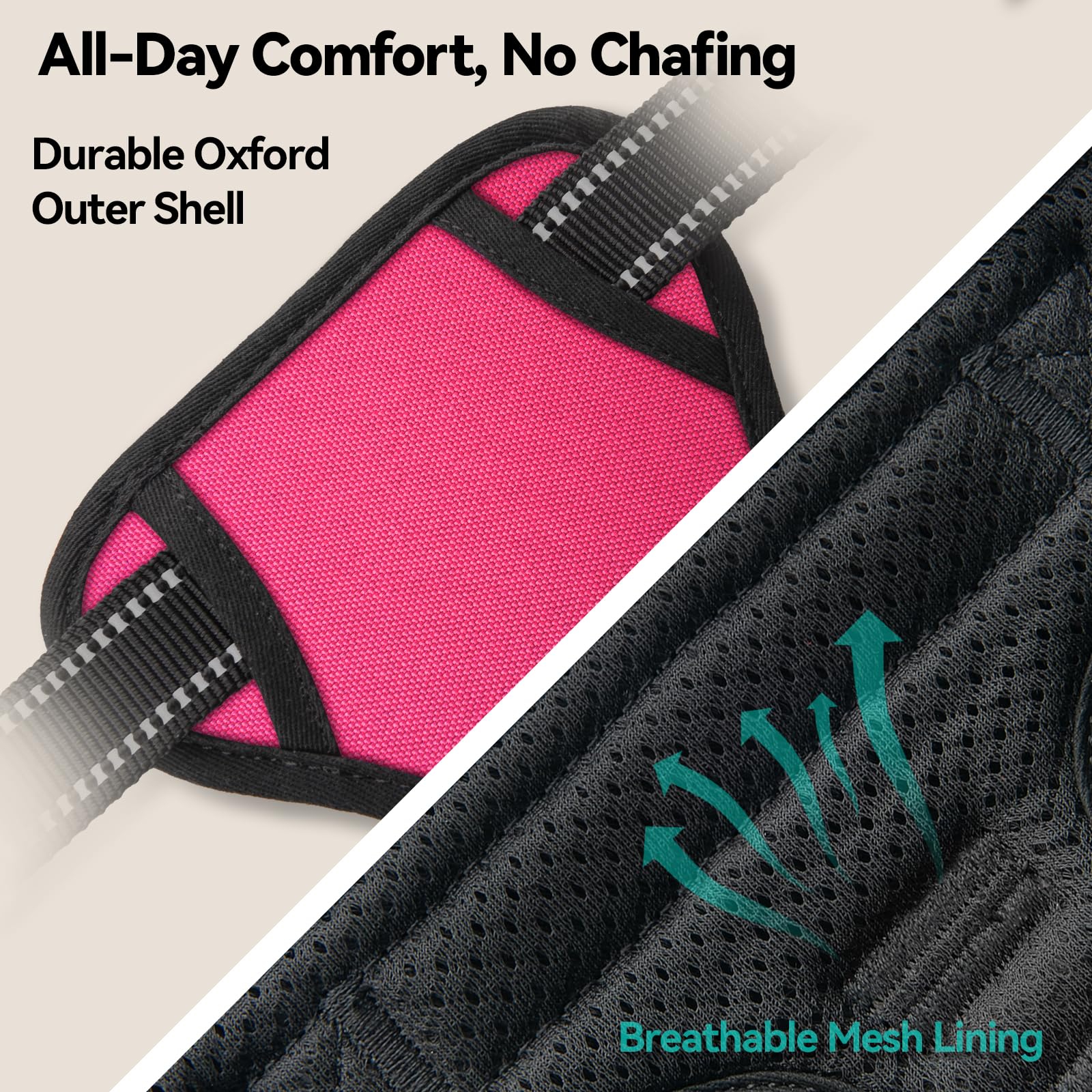 PHOEPET No Pull Dog Harness for Small Puppies – Reflective Front Clip Vest with 2 Leash Rings and Handle (XS, Pink)