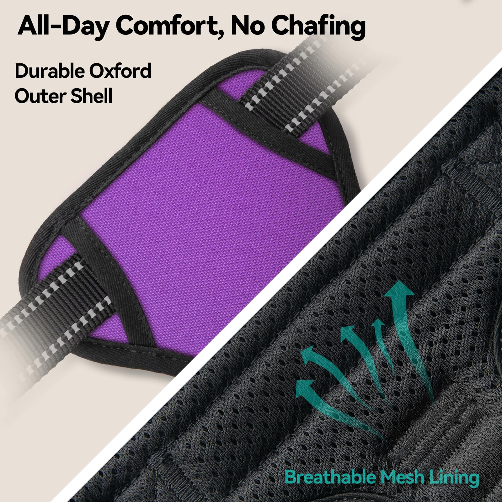 PHOEPET No Pull Dog Harness Medium Purple - Reflective Front Clip Vest with Handle and Dual Leash Rings