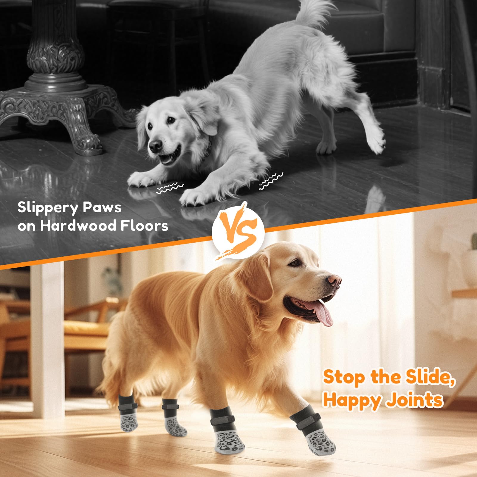PICK FOR LIFE Non Slip Dog Socks for Senior Dogs - Anti-Lick Paw Protection with Grippers (Grey, XL)