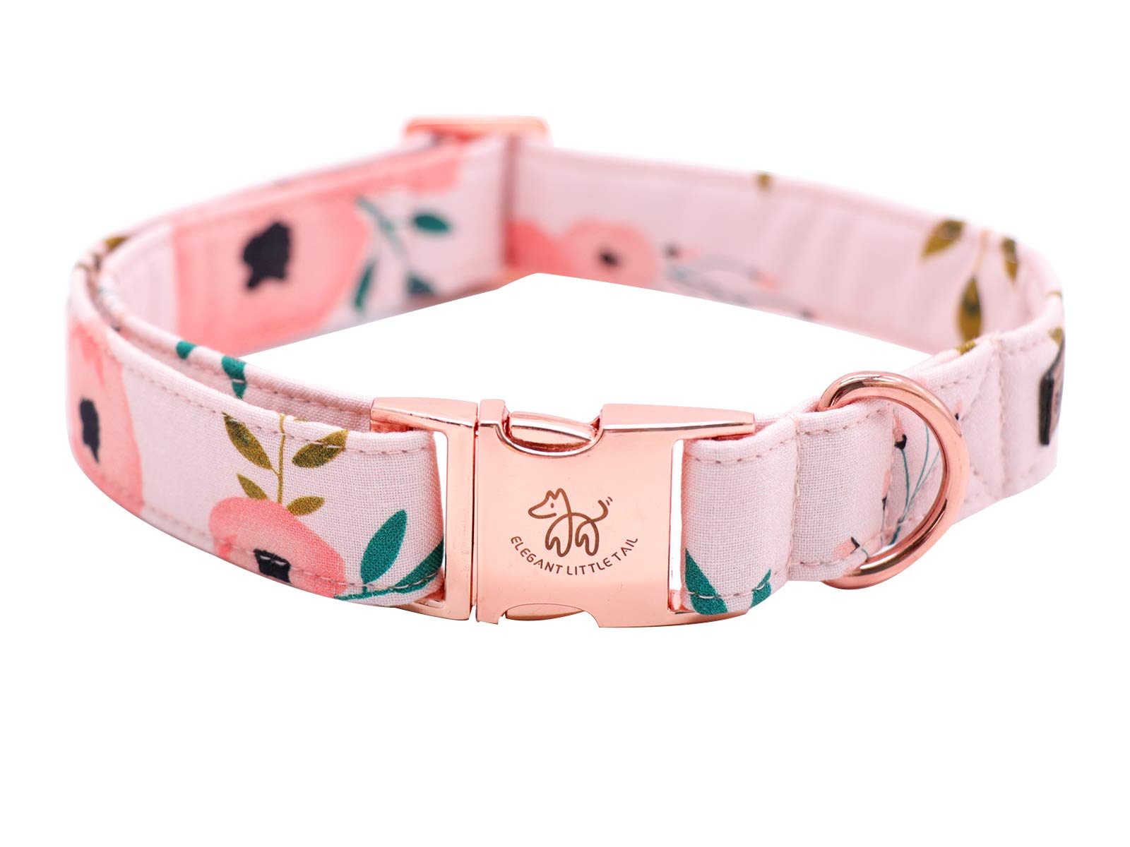 Pink Flower Floral Dog Collar with Bow - Adjustable XL Cotton Collar for Small, Medium, Large Dogs and Cats