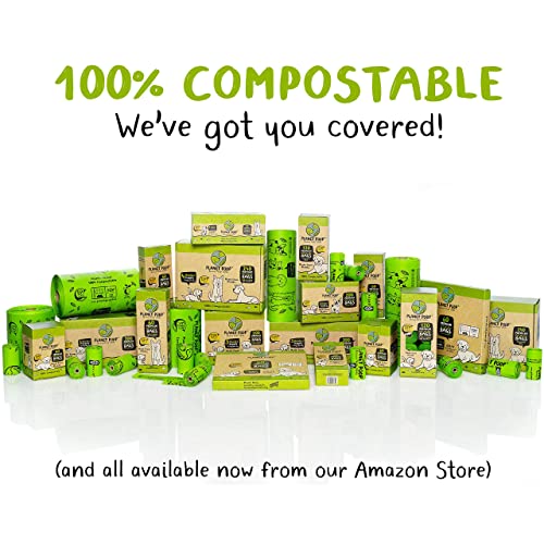 Planet Poop Home Compostable Dog Poop Bags - Extra-Long with Handles, 120 Count, Unscented, Plant-Based, Leakproof