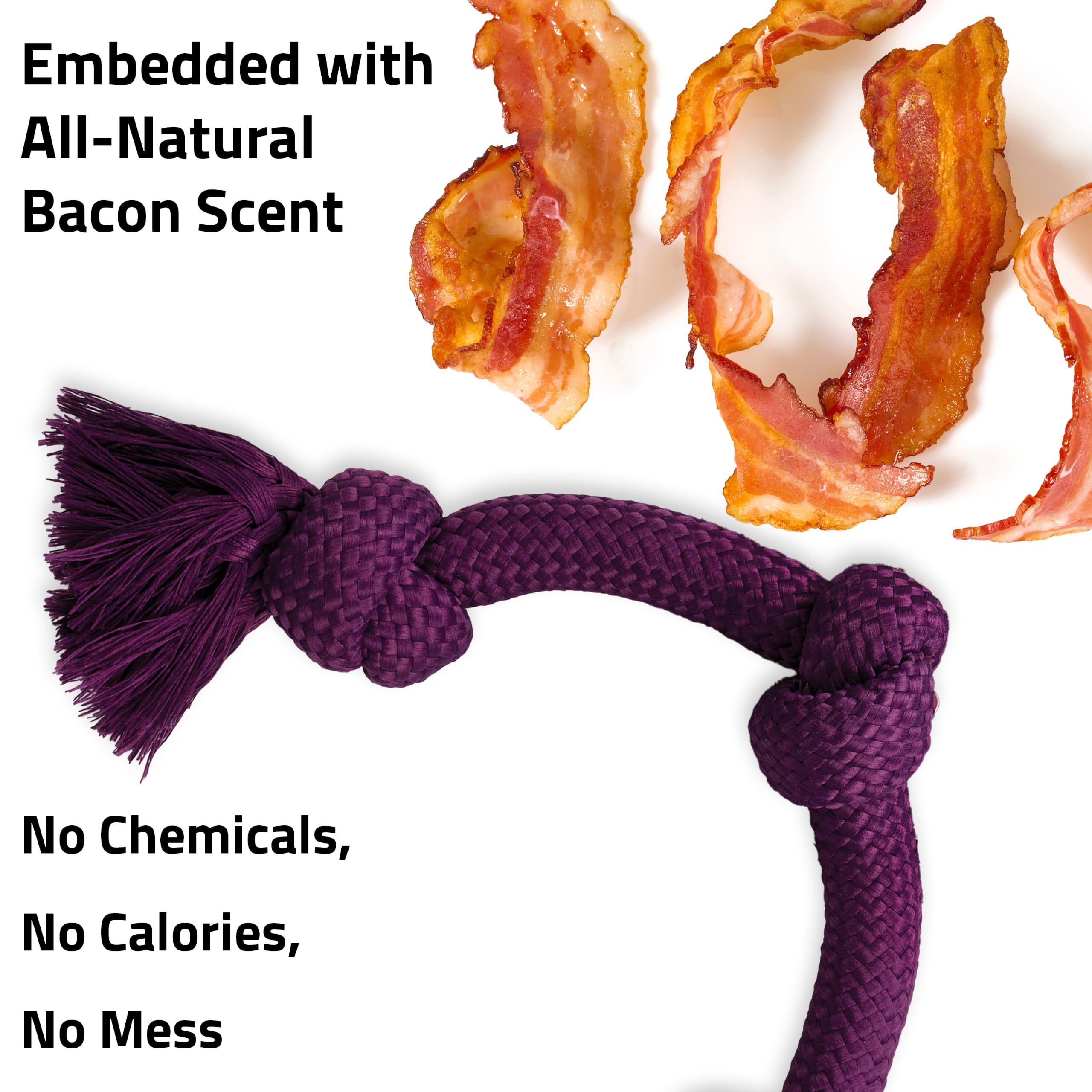 Playology Dri-Tech Rope: Bacon-Scented Jumbo Tug Toy for Medium Dogs (Up to 50 lbs)