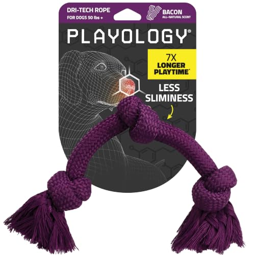 Playology Dri-Tech Rope: Bacon-Scented Jumbo Tug Toy for Medium Dogs (Up to 50 lbs)