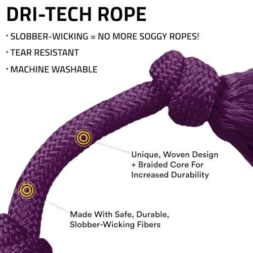Playology Dri-Tech Rope: Bacon-Scented Jumbo Tug Toy for Medium Dogs (Up to 50 lbs)