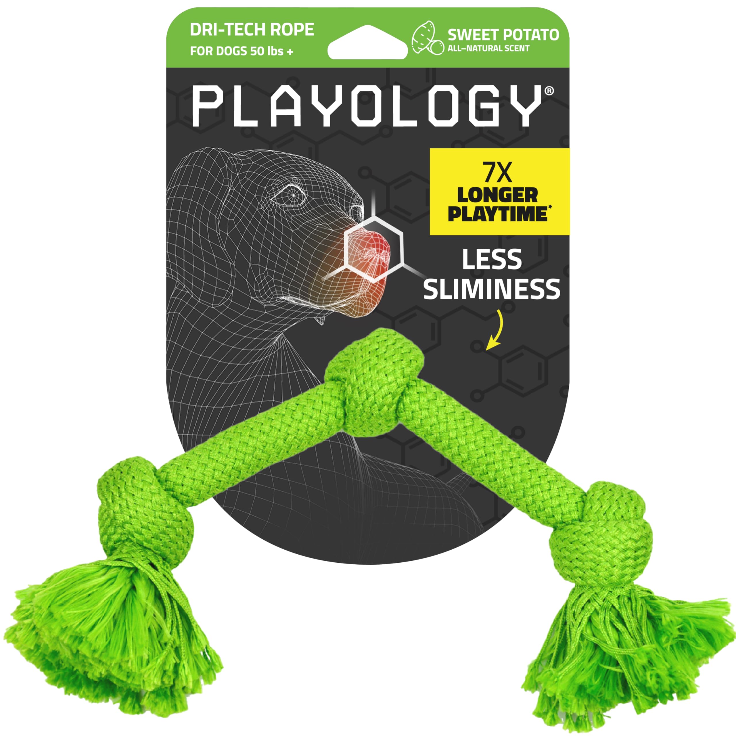 Playology Dri-Tech Rope Tug of War Toy for Large Dogs - Sweet Potato Scented Jumbo Rope