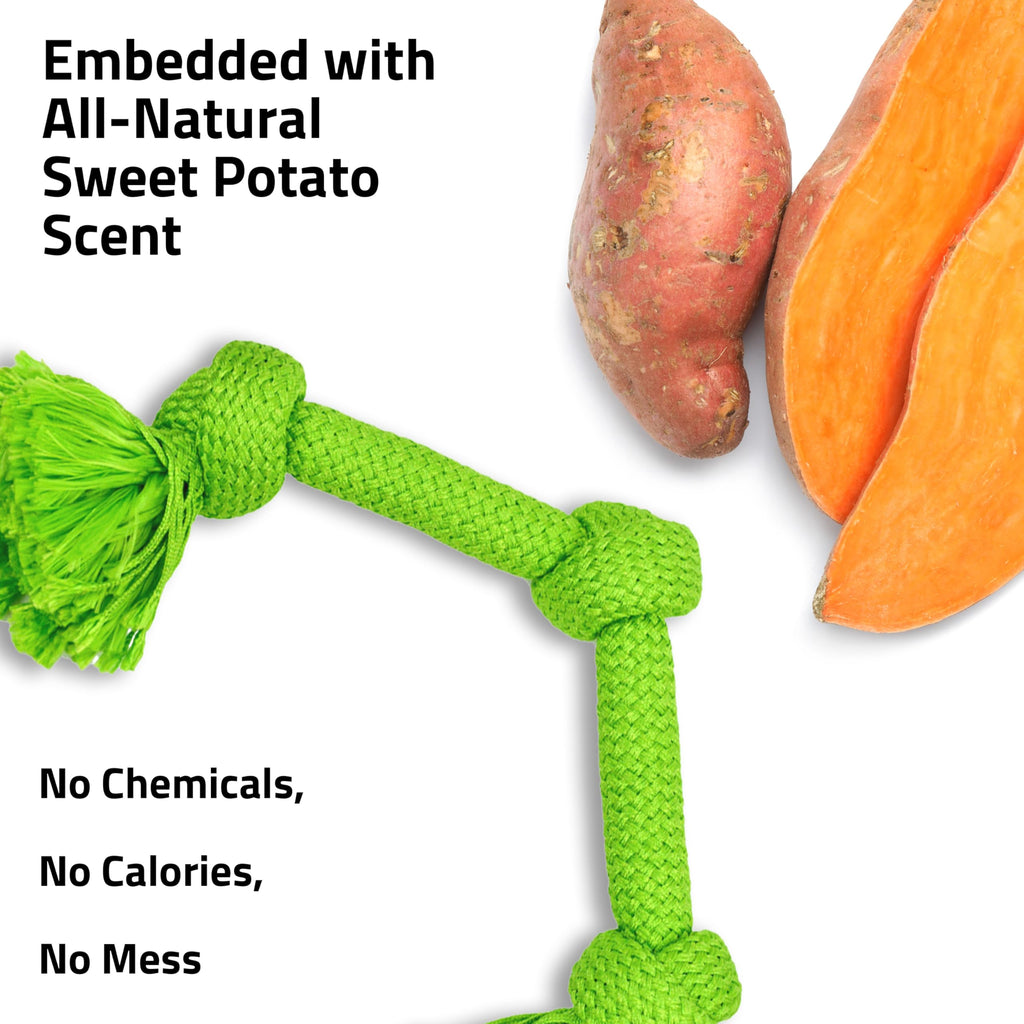 Playology Dri-Tech Rope Tug of War Toy for Large Dogs - Sweet Potato Scented Jumbo Rope